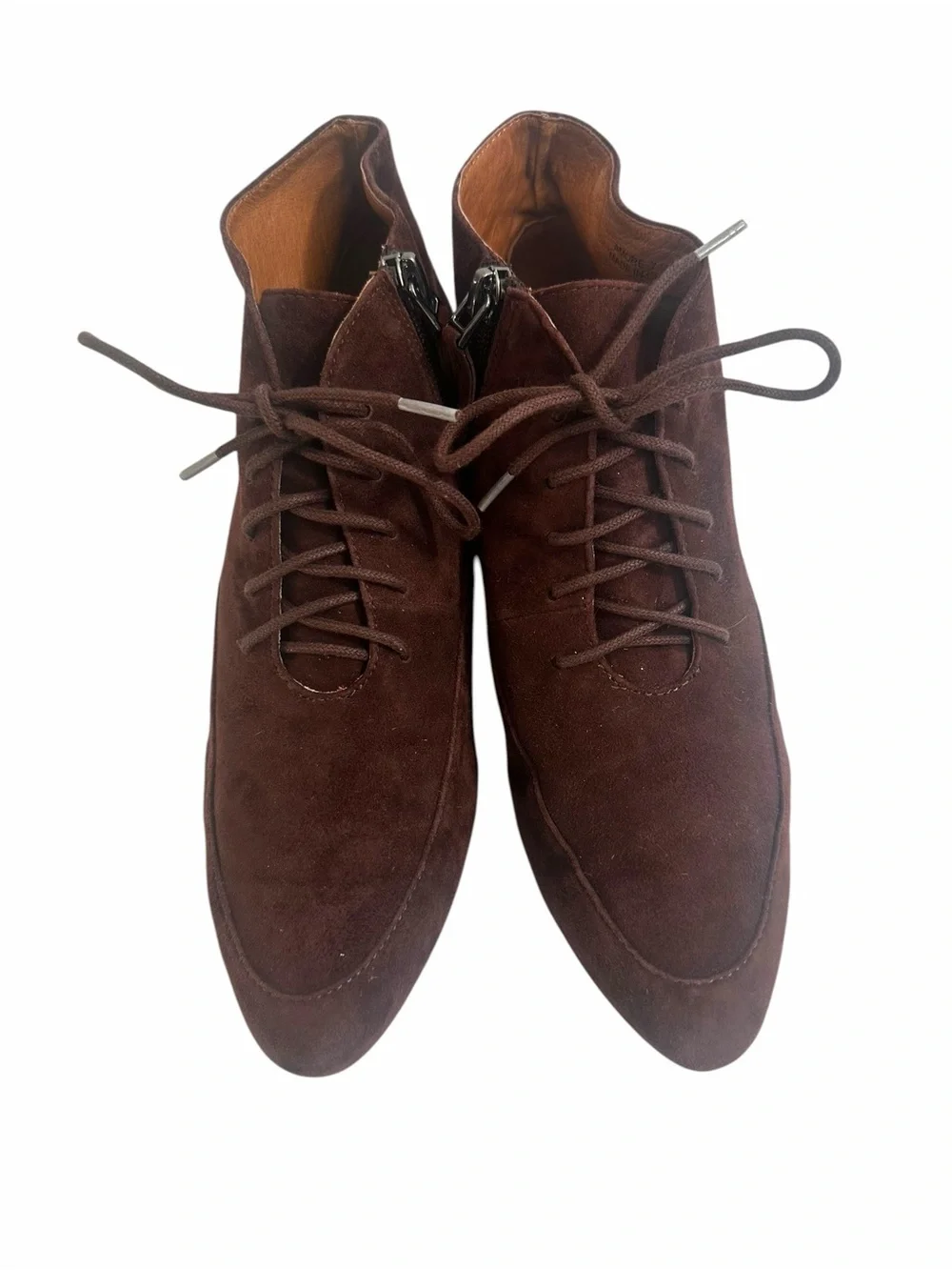 Sudini Amore Brown Suede Lace-Up Ankle Booties Size 7.5W